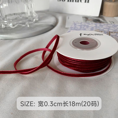 Faixa de veludo de 38 mm com duas faces 3,8 cm Faixa de veludo vermelho escuro