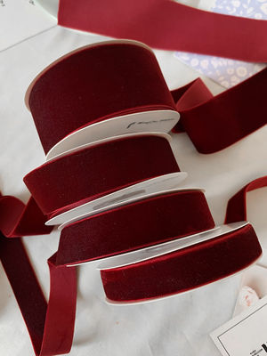 Faixa de veludo de 38 mm com duas faces 3,8 cm Faixa de veludo vermelho escuro