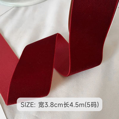 Faixa de veludo de 38 mm com duas faces 3,8 cm Faixa de veludo vermelho escuro