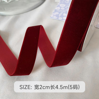 Faixa de veludo de 38 mm com duas faces 3,8 cm Faixa de veludo vermelho escuro