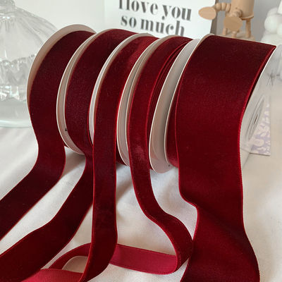 Faixa de veludo de 38 mm com duas faces 3,8 cm Faixa de veludo vermelho escuro