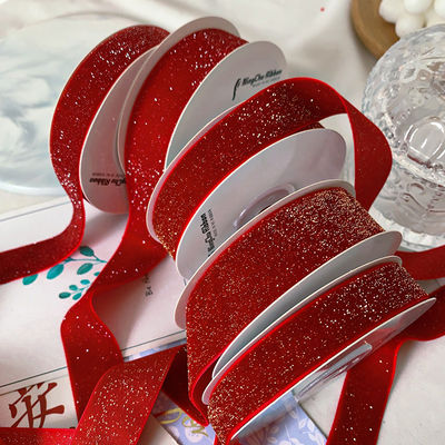 Lâmina de Veludo Brilhante 6mm-38mm Lâmina de Veludo Vermelho Profundo Suave