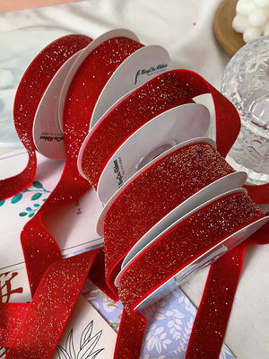 Lâmina de Veludo Brilhante 6mm-38mm Lâmina de Veludo Vermelho Profundo Suave
