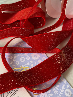 Lâmina de Veludo Brilhante 6mm-38mm Lâmina de Veludo Vermelho Profundo Suave