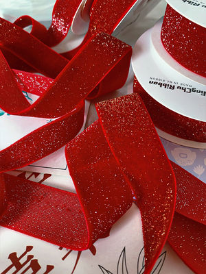 Lâmina de Veludo Brilhante 6mm-38mm Lâmina de Veludo Vermelho Profundo Suave
