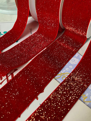 Lâmina de Veludo Brilhante 6mm-38mm Lâmina de Veludo Vermelho Profundo Suave