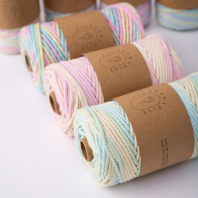 ISO9001 Cordão de algodão de trança sólida colorido de 3 mm torcido de macrame
