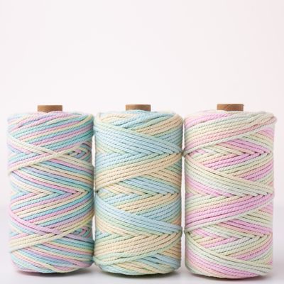 ISO9001 Cordão de algodão de trança sólida colorido de 3 mm torcido de macrame