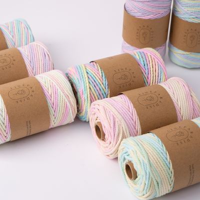 ISO9001 Cordão de algodão de trança sólida colorido de 3 mm torcido de macrame