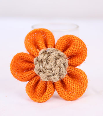 8 cm Flor de fita de borracha cor de laranja cor-de-rosa Flor de corda de juta preta