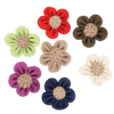 8 cm Flor de fita de borracha cor de laranja cor-de-rosa Flor de corda de juta preta