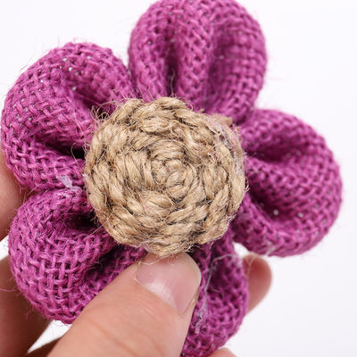 8 cm Flor de fita de borracha cor de laranja cor-de-rosa Flor de corda de juta preta