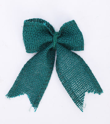 8cm*11cm Jute Ribbon Bow Green Rose Decorative Burlap Ribbon Bow