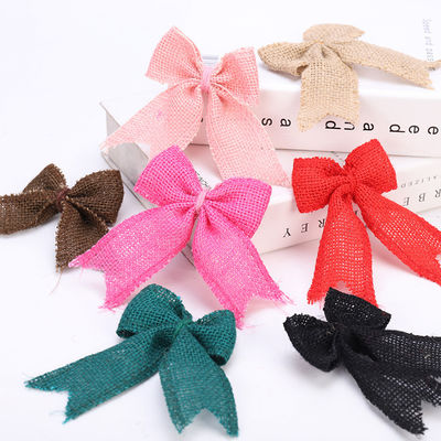 8cm*11cm Jute Ribbon Bow Green Rose Decorative Burlap Ribbon Bow