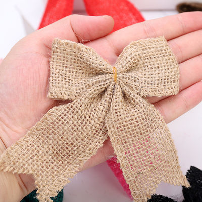 8cm*11cm Jute Ribbon Bow Green Rose Decorative Burlap Ribbon Bow