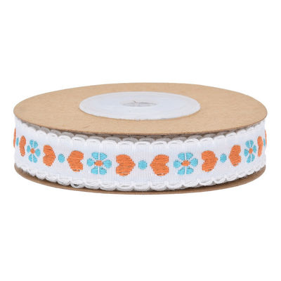 Jacquard 12mm Floral Wired Ribbon ISO14001 Vintage Floral Ribbon