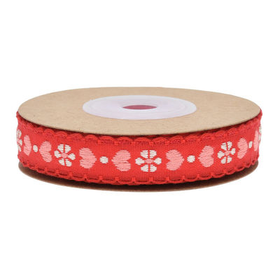 Jacquard 12mm Floral Wired Ribbon ISO14001 Vintage Floral Ribbon