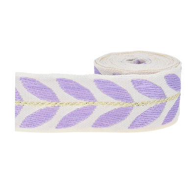 25 mm * 2y Jacquard Leaf Ribbon Eco Friendly Ribbon de Natal com fio