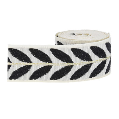 25 mm * 2y Jacquard Leaf Ribbon Eco Friendly Ribbon de Natal com fio