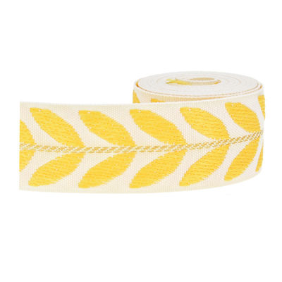 25 mm * 2y Jacquard Leaf Ribbon Eco Friendly Ribbon de Natal com fio