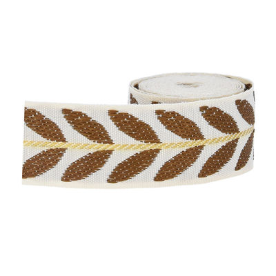 25 mm * 2y Jacquard Leaf Ribbon Eco Friendly Ribbon de Natal com fio