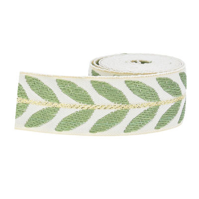 25 mm * 2y Jacquard Leaf Ribbon Eco Friendly Ribbon de Natal com fio