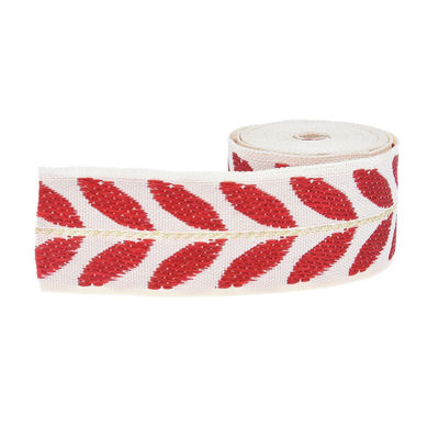 25 mm * 2y Jacquard Leaf Ribbon Eco Friendly Ribbon de Natal com fio