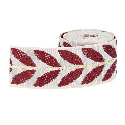 25 mm * 2y Jacquard Leaf Ribbon Eco Friendly Ribbon de Natal com fio