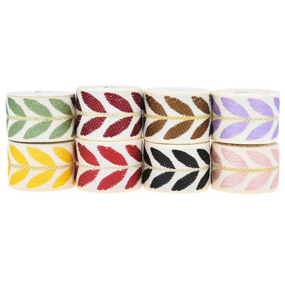 25 mm * 2y Jacquard Leaf Ribbon Eco Friendly Ribbon de Natal com fio