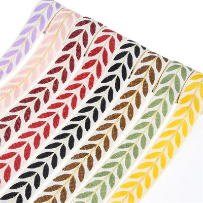 25 mm * 2y Jacquard Leaf Ribbon Eco Friendly Ribbon de Natal com fio
