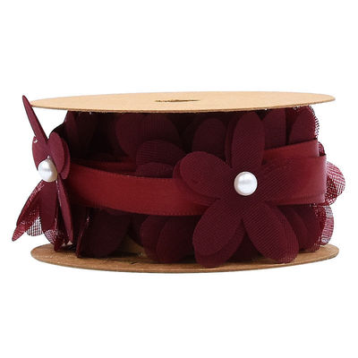 40mm*2m Fita de poliéster floral trim OEM ODM Fita de renda floral