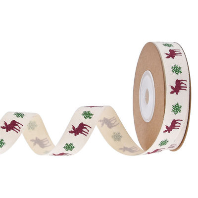 15mm*3y fita de presente de Natal fita de algodão branco impressa para presentes