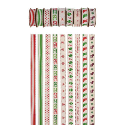 15mm*3y fita de presente de Natal fita de algodão branco impressa para presentes