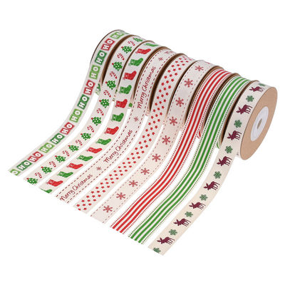 15mm*3y fita de presente de Natal fita de algodão branco impressa para presentes