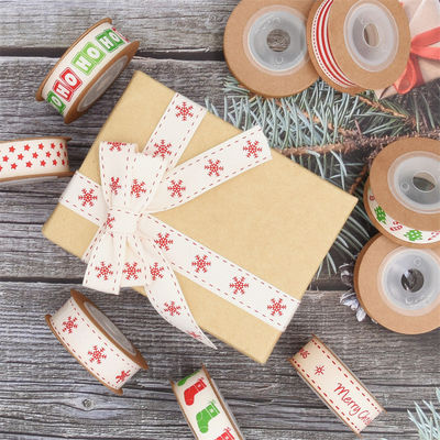 15mm*3y fita de presente de Natal fita de algodão branco impressa para presentes