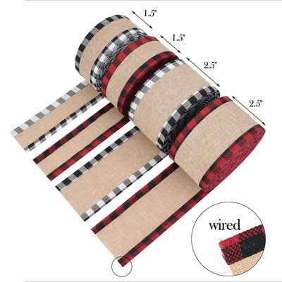 40 mm &amp; 63 mm*10y Jute Lattice Ribbon Biodegradable Lattice Burlap Ribbon