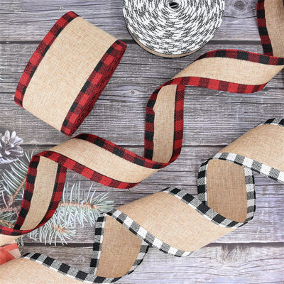 40 mm &amp; 63 mm*10y Jute Lattice Ribbon Biodegradable Lattice Burlap Ribbon
