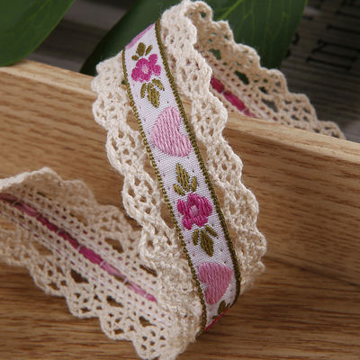 2.5cm Faixa de Jacquard Flroal bordado de renda embalagem de presente Faixa de poliéster para embalagem