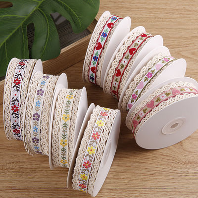 2.5cm Faixa de Jacquard Flroal bordado de renda embalagem de presente Faixa de poliéster para embalagem