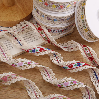 2.5cm Faixa de Jacquard Flroal bordado de renda embalagem de presente Faixa de poliéster para embalagem