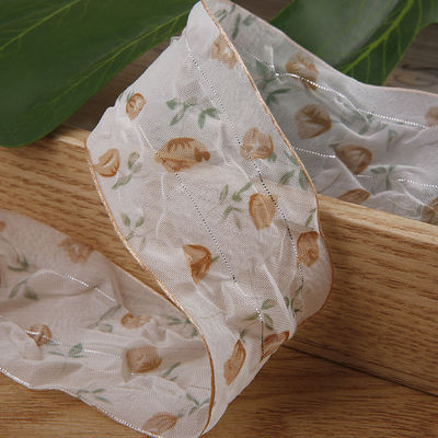 Faixa de Organza de 40 mm 50 mm com fita de poliéster impressa floral OEM Eco Friendly