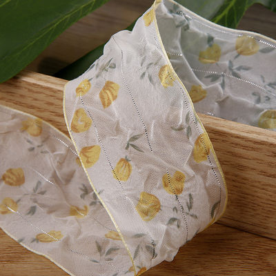Faixa de Organza de 40 mm 50 mm com fita de poliéster impressa floral OEM Eco Friendly