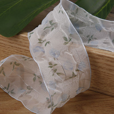 Faixa de Organza de 40 mm 50 mm com fita de poliéster impressa floral OEM Eco Friendly