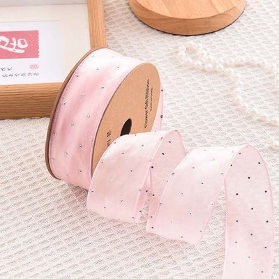 4cm*18m Shinny Diamond Polyester Organza Ribbon High Quality Gift Ribbon (Ribanda de presente de alta qualidade)