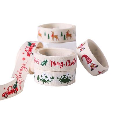 16mm*100y Feliz Natal fita de algodão impressa fita de algodão personalizada