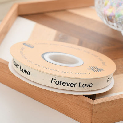 13mm Logotipo Cinta de algodão Literário Bouquet de flores frescas Bolo Decoração Caixa de presente Cinta de material de confecção Banda de embalagem