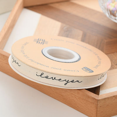 13mm Logotipo Cinta de algodão Literário Bouquet de flores frescas Bolo Decoração Caixa de presente Cinta de material de confecção Banda de embalagem