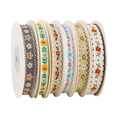 15mm*50y Faixa de algodão floral Pastoral Torta de panificação Faixa de arco de bricolage Material de decoração Faixa de flores Buquete de embalagem