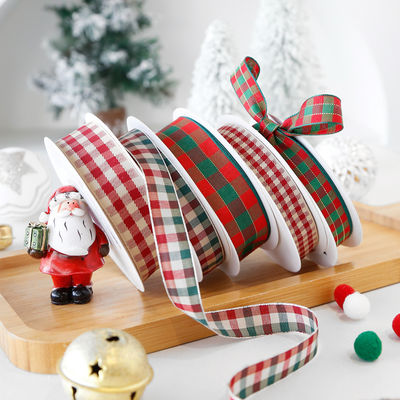 Caixa de presente de fita de Natal, faixa feita à mão, faixa de poliéster