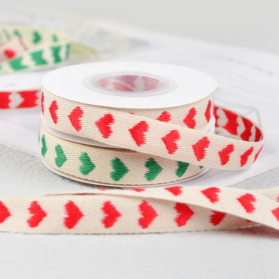 16mm*9m Heart Pattern Jacquard Cotton Ribbon para acessórios de vestuário
